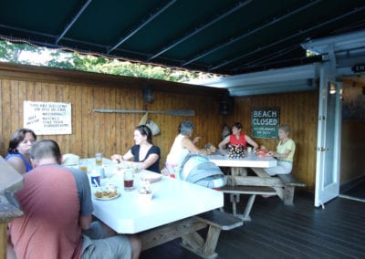 families dining outside at JT's Seafood Restaurant